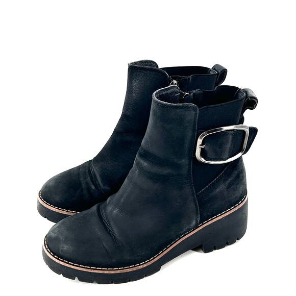 Blondo Dahlia Leather Boots 8 Black NWT Ankle Booties Buckle Comfort Waterproof - Picture 1 of 6